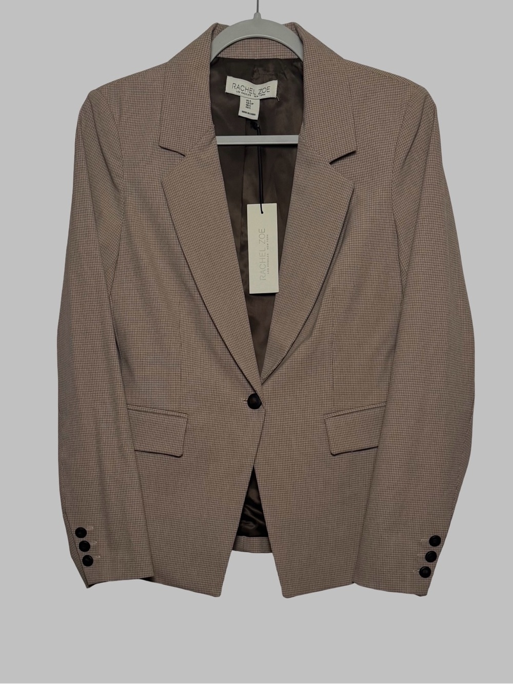Rachel Zoe Checkered Women’s Blazer in Brown, Small 
NWT